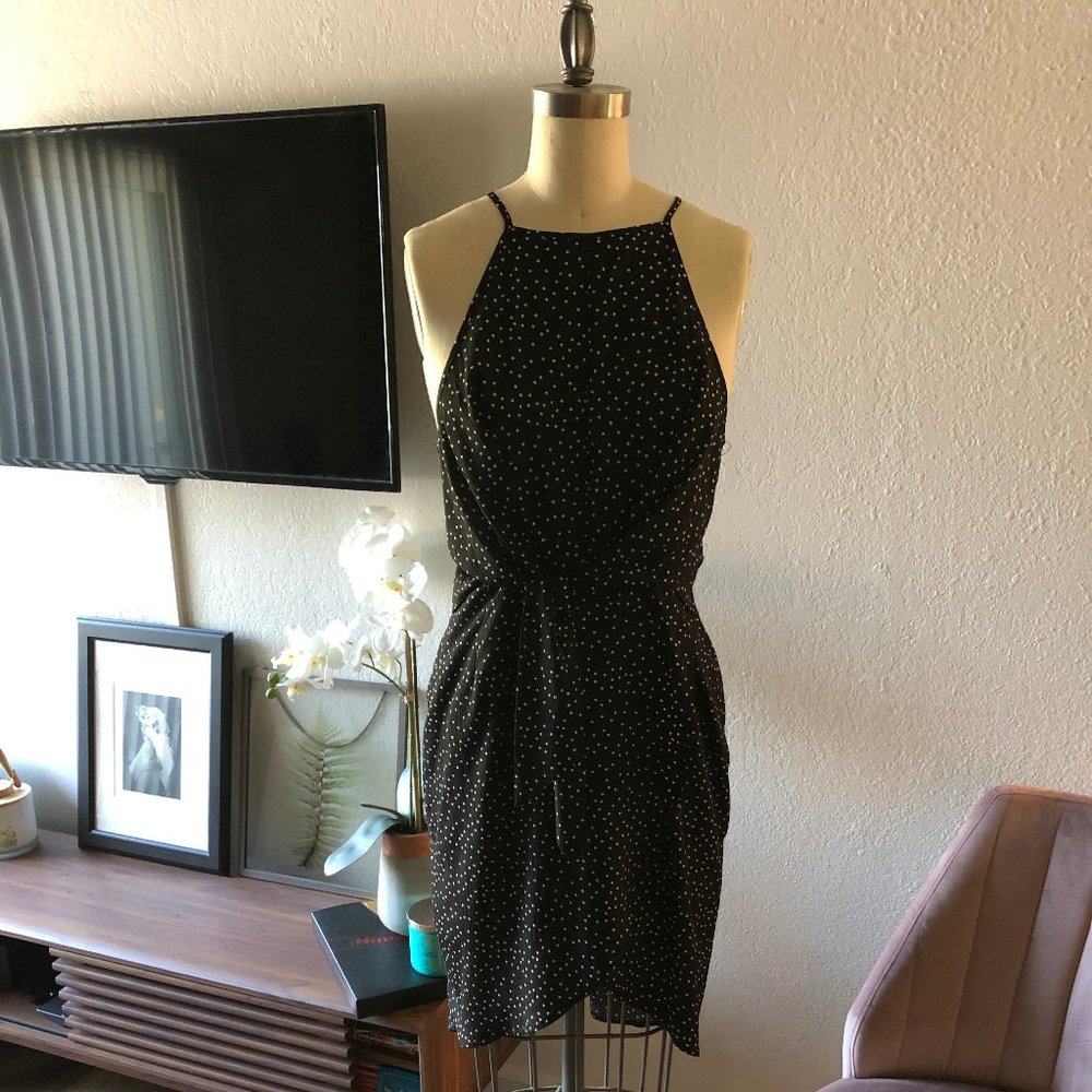 Black Polka Dot Tie Front Dress